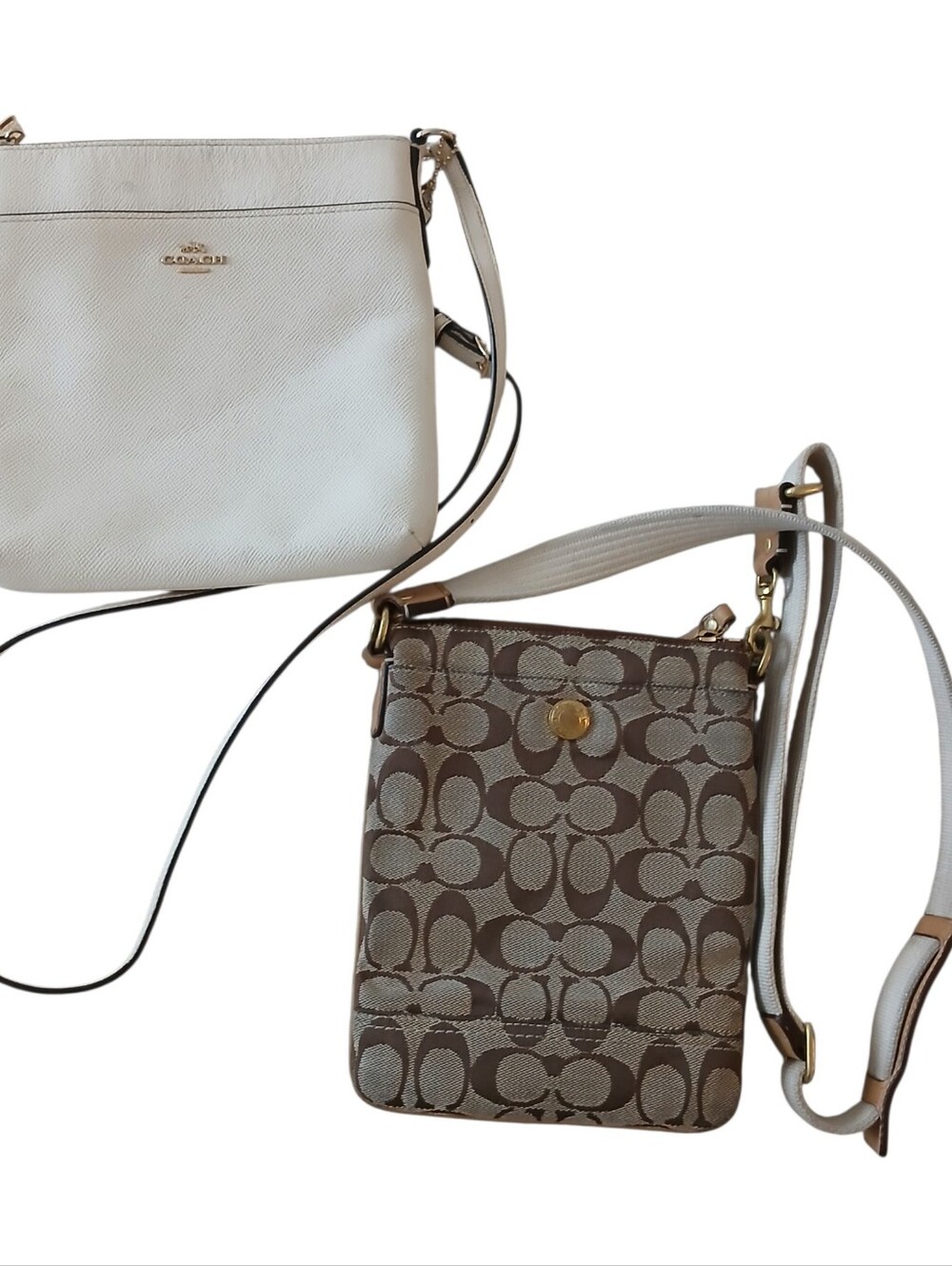 Vintage Y2K Coach Bundle Of 2 Crossbody Bags Monogram Canvas Logo Top Zip